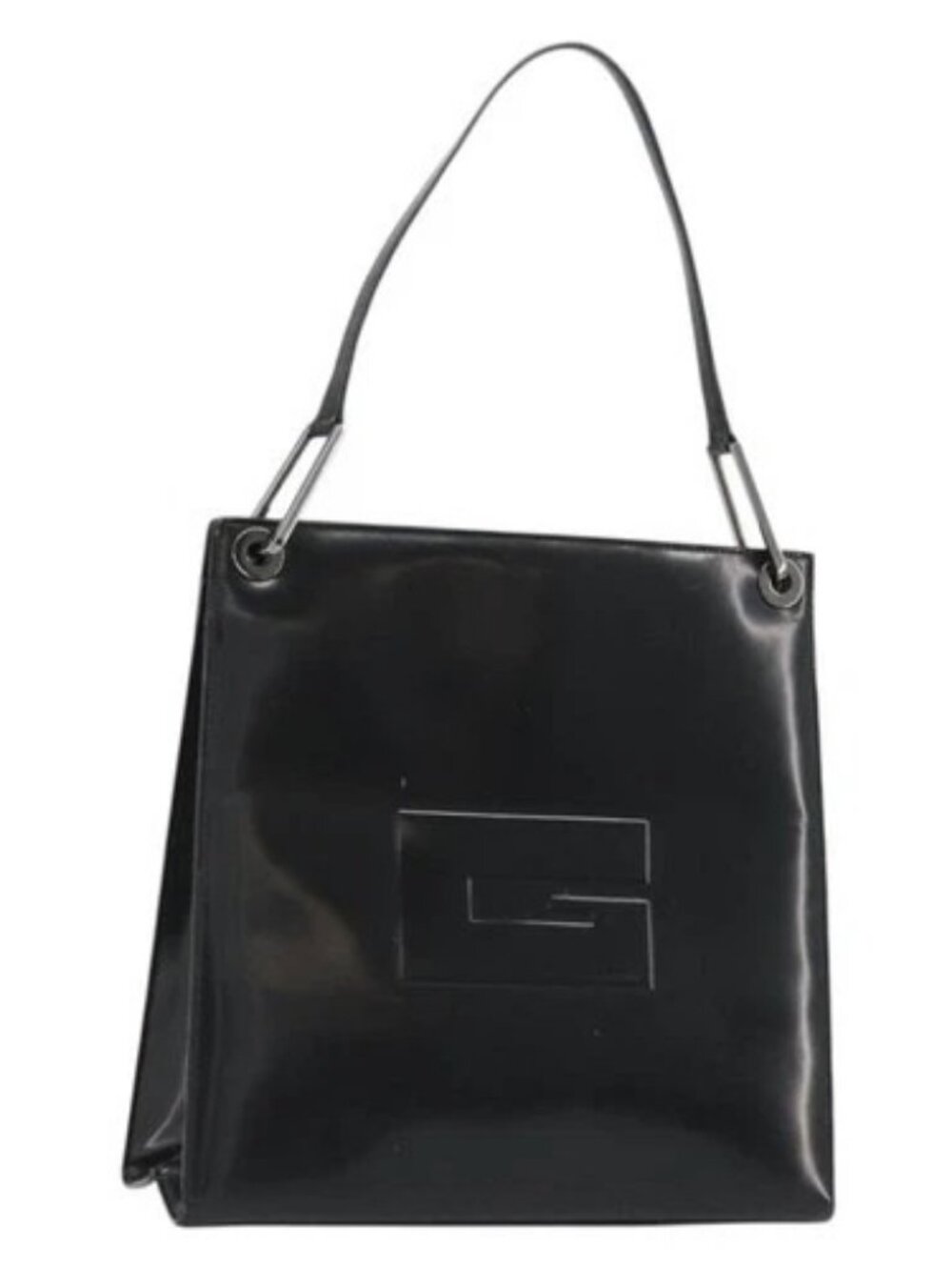 GUCCI Shoulder Bag Patent leather Black Silver 001 1013 3037 Auth 188345